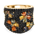 D'Joy Mehrfarbig Saphir, Schwarzer Spinell Ring 925 Silber 750 Gelbgold Vermeil (Größe 17.00) ca. 5,71 ct