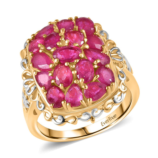 Niassa Rubin Ring Nickelfreies Messing platiniert und vergoldet (Größe 19.00) ca. 4,31 ct