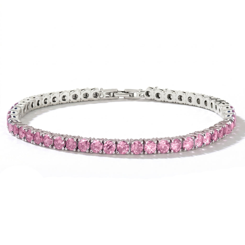Rosa Zirkonia Armband ca. 19 cm Nickelfreies Messing rhodiniert
