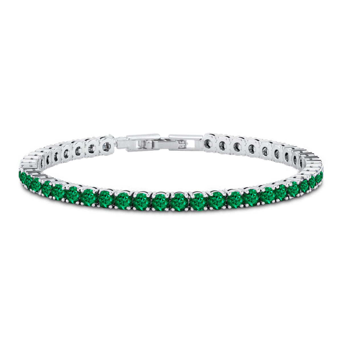 AAA Grüner Zirkonia Armband ca. 19 cm Nickelfreies Messing rhodiniert