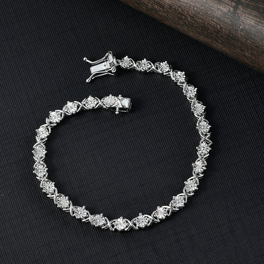 EVER TRUE Weißer Diamant Armband ca. 19 cm Nickelfreies Messing, Rosafarben