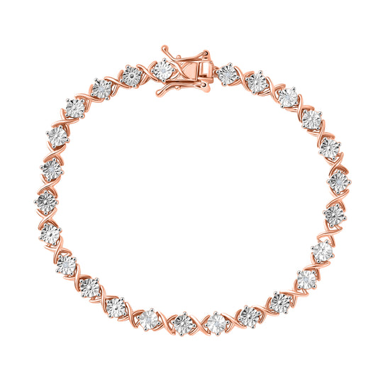 EVER TRUE Weißer Diamant Armband ca. 19 cm Nickelfreies Messing, Rosafarben