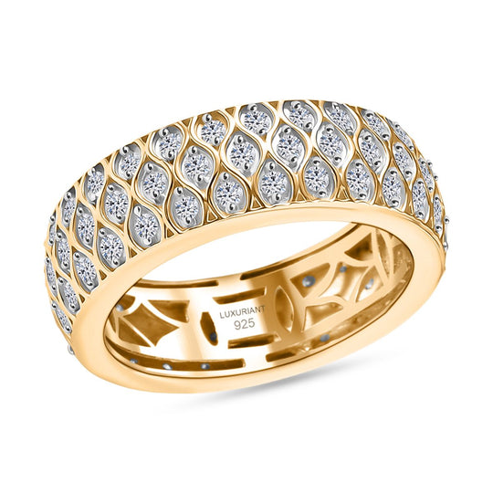 LUXURIANT DIAMOND - Lab Grown Diamant SI-GH SGL zertifiziert Ring 925 Silber 750 Gelbgold Vermeil (Größe 20.00) ca. 1.00 ct