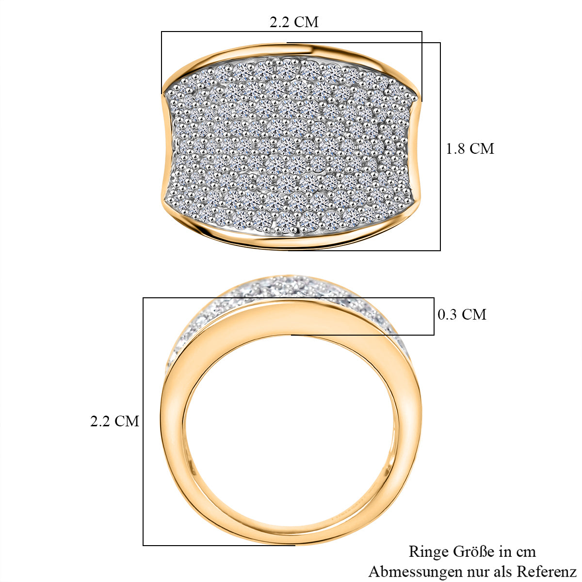 LUXURIANT DIAMOND - Lab Grown Diamant SI-GH SGL zertifiziert Ring 925 Silber 750 Gelbgold Vermeil (Größe 20.00) ca. 1.51 ct