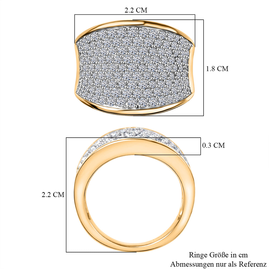 LUXURIANT DIAMOND - Lab Grown Diamant SI-GH SGL zertifiziert Ring 925 Silber 750 Gelbgold Vermeil (Größe 20.00) ca. 1.51 ct