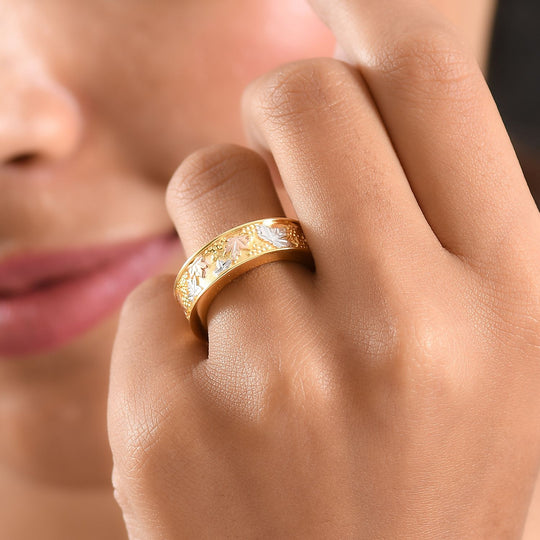 GP Italienische Garten Kollektion - Tricolor Ring 925 Silber Rhodiniert und 750 Gelbgold Vermeil (Größe 17.00)