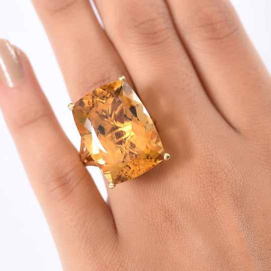 D'Joy AA Citrin Ring 925 Silber 750 Gelbgold Vermeil (Größe 18.00) ca. 38,52 ct