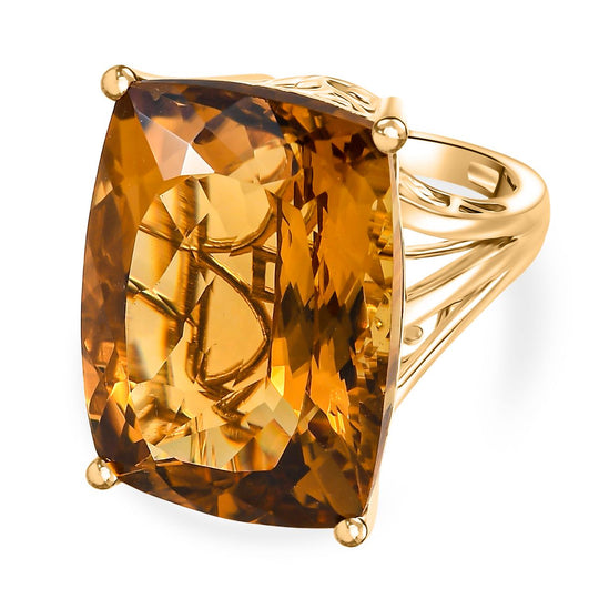 D'Joy AA Citrin Ring 925 Silber 750 Gelbgold Vermeil (Größe 18.00) ca. 38,52 ct