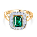 Luxuriant - AAA Lab Grown Kolumbianischer Smaragd, Lab Grown Diamant Ring 925 Silber 750 Gelbgold Vermeil (Größe 20.00) ca. 1.55 ct