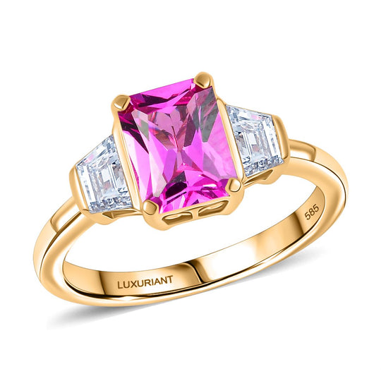 Luxuriant - AAA Lab Grown Rosa Saphir, Lab Grown Diamant Ring 585 Gelb Gold (Größe 18.00) ca. 2.26 ct