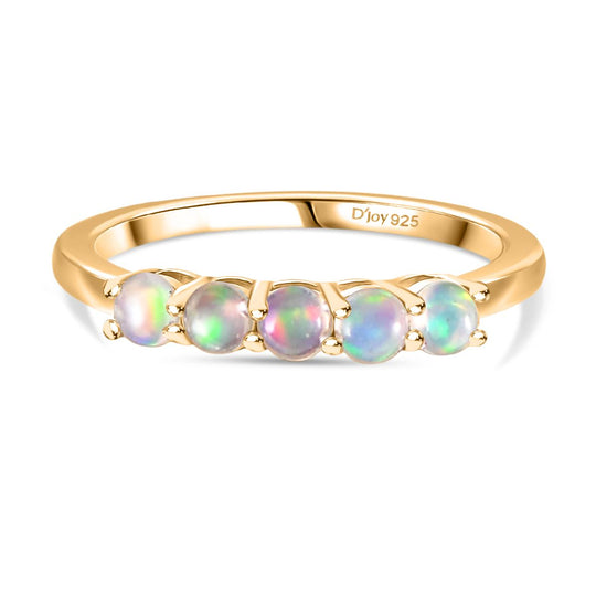 D'Joy AA Natürlicher, äthiopischer Welo Opal Ring 925 Silber platiniert (Größe 19.00) ca. 0.38 ct
