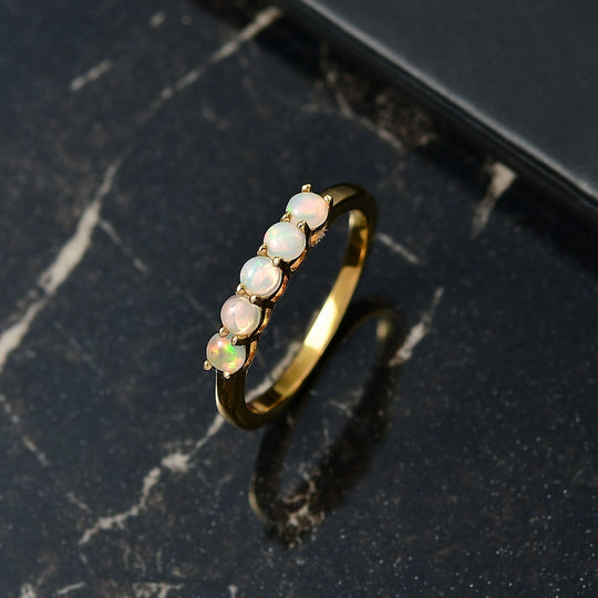 D'Joy AA Natürlicher, äthiopischer Welo Opal Ring 925 Silber platiniert (Größe 19.00) ca. 0.38 ct