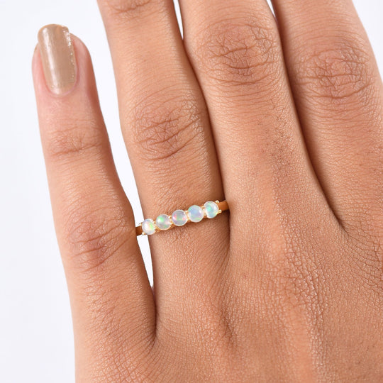 D'Joy AA Natürlicher, äthiopischer Welo Opal Ring 925 Silber platiniert (Größe 19.00) ca. 0.38 ct