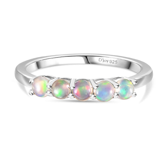 D'Joy AA Natürlicher, äthiopischer Welo Opal Ring 925 Silber platiniert (Größe 19.00) ca. 0.38 ct