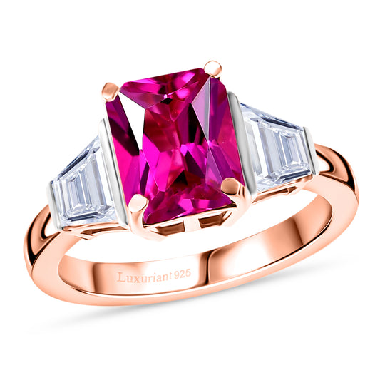 LUXURIANT - AAA Lab Created Rosa Saphir, Moissanit Ring 925 Silber (Größe 17.00) ca. 3.92 ct