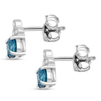 D'Joy AA Blauer Zirkon, Weißer Zirkon Ohrringe 925 Silber rhodiniert ca. 1.70 ct