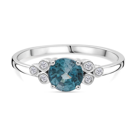 D'Joy AA Blauer Zirkon, Weißer Zirkon Ring 925 Silber rhodiniert (Größe 21.00) ca. 1,46 ct