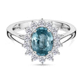 D'Joy AA Blauer Zirkon, Weißer Zirkon Ring 925 Silber rhodiniert (Größe 17.00) ca. 2,61 ct