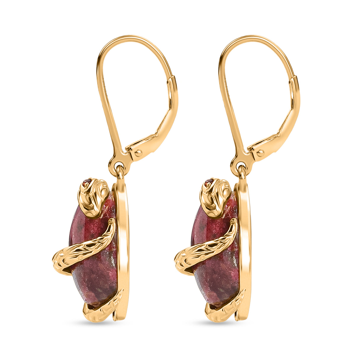 Thulit, Roter Granat Ohrringe Nickelfreies Messing ca. 16,74 ct.