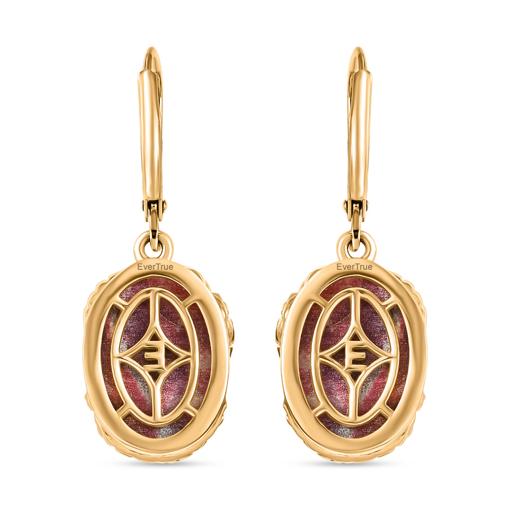 Thulit, Roter Granat Ohrringe Nickelfreies Messing ca. 16,74 ct.