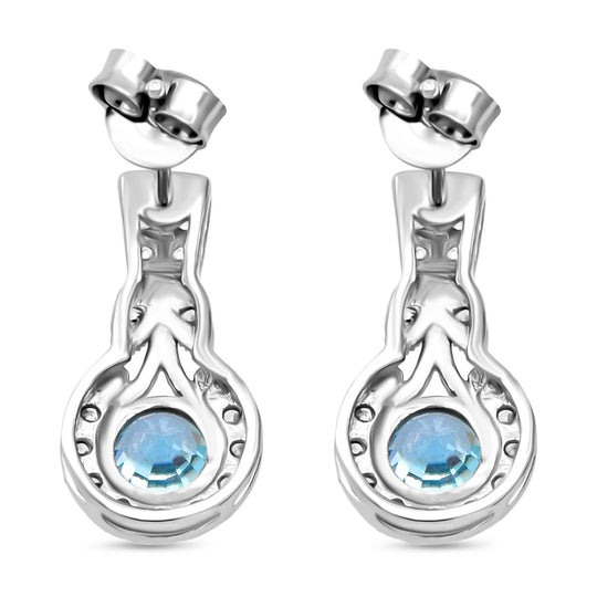 D'Joy AA Blauer Zirkon, Weißer Zirkon Ohrringe 925 Silber rhodiniert ca. 2.05 ct