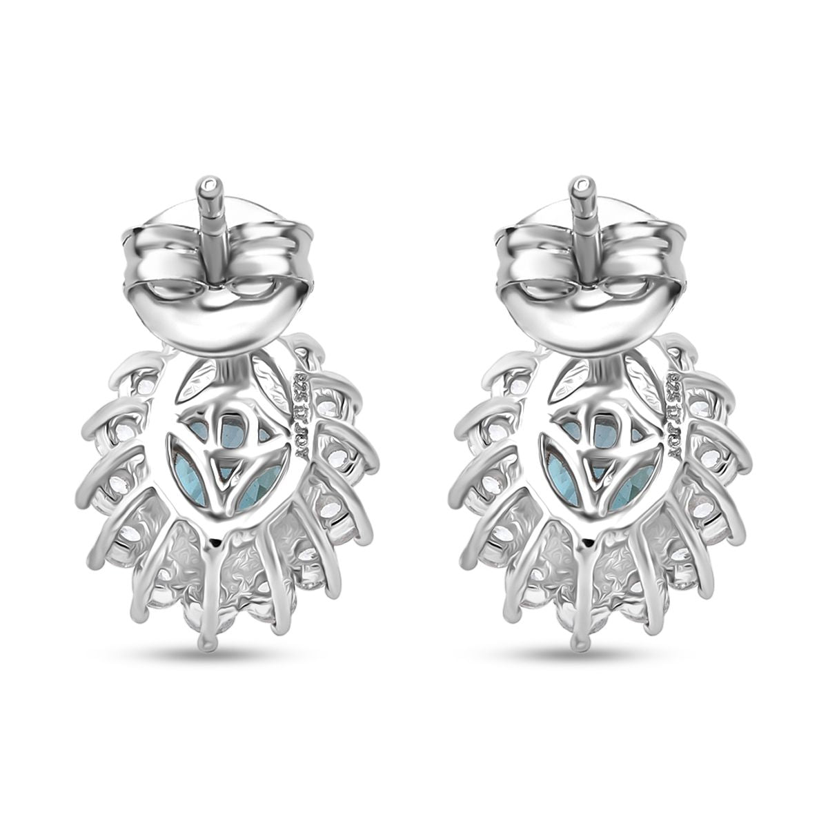 D'Joy AA Blauer Zirkon, Weißer Zirkon Ohrringe 925 Silber rhodiniert ca. 3.10 ct