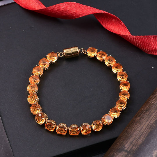 D'Joy Sphaleros Quarz-Triplette Armband ca. 19 cm 925 Silber 750 Gelbgold Vermeil ca. 34.45 ct