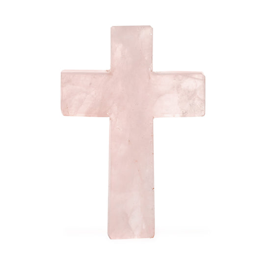 LIVMORE Rosenquarz Edelstein Kreuz mit Armband und Kreuz Anhänger, 7,62 cm