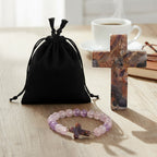 LIVMORE Amethyst Edelstein Kreuz mit Armband und Kreuz Anhänger, 7,62 cm, Lila