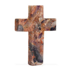 LIVMORE Amethyst Edelstein Kreuz mit Armband und Kreuz Anhänger, 7,62 cm, Lila