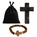 LIVMORE Tigerauge Edelstein Kreuz mit Armband und Kreuz Anhänger, 7,62 cm