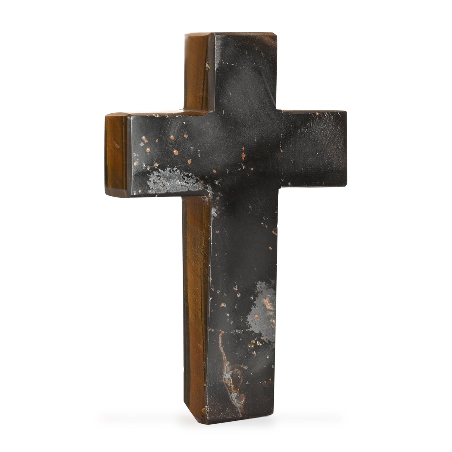 LIVMORE Tigerauge Edelstein Kreuz mit Armband und Kreuz Anhänger, 7,62 cm