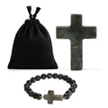 LIVMORE Labradorit Edelstein Kreuz mit Armband und Kreuz Anhänger, 7,62 cm