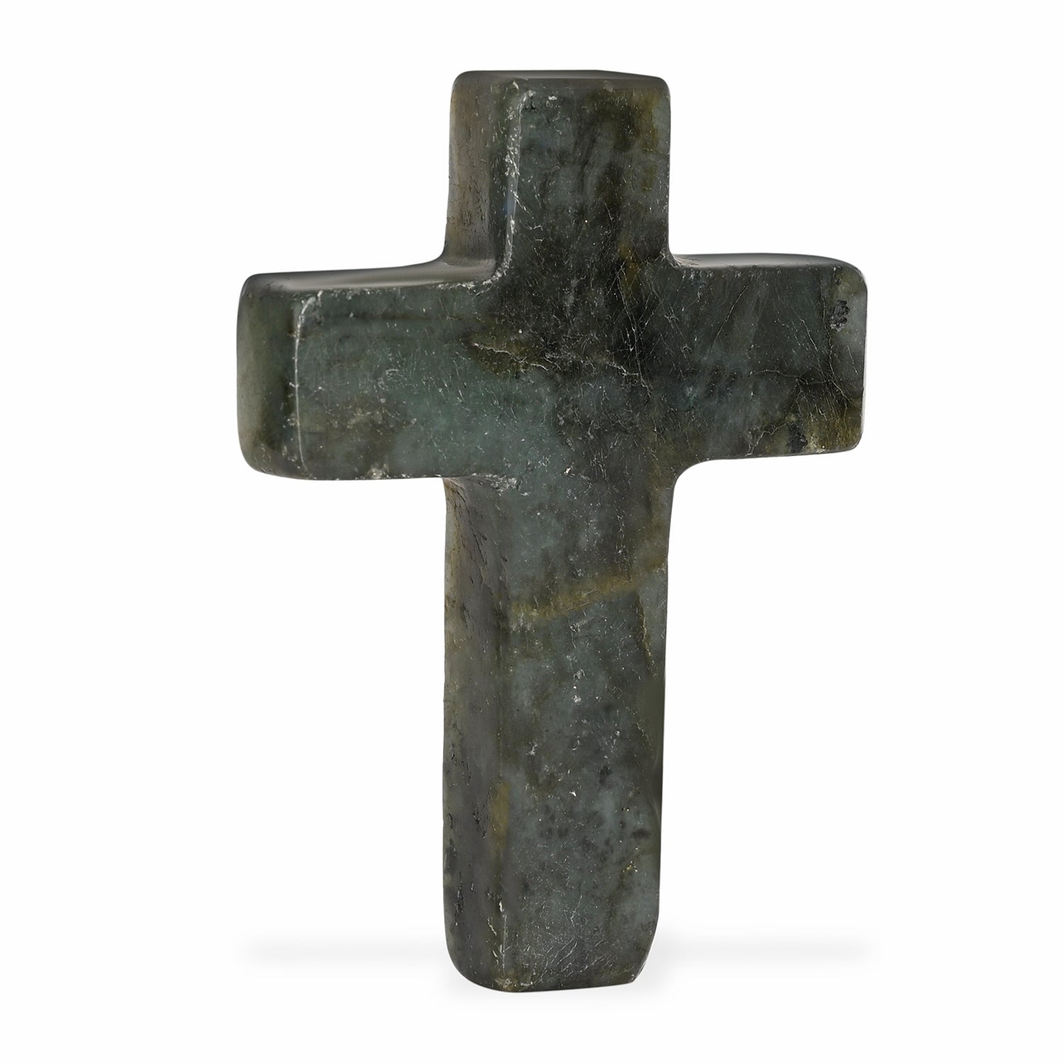 LIVMORE Labradorit Edelstein Kreuz mit Armband und Kreuz Anhänger, 7,62 cm