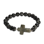 LIVMORE Labradorit Edelstein Kreuz mit Armband und Kreuz Anhänger, 7,62 cm