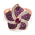 D'Joy Aura der Kaiserin Natürlicher Rhodolith Granat Ring 925 Silber 750 Roségold Vermeil (Größe 18.00) ca. 1.75 ct
