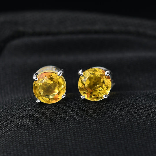 Sphaleros Quarz Ohrringe 925 Silber 750 Gelb Vergoldet ca. 2.23 ct
