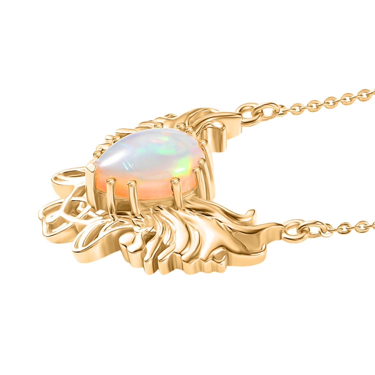 D'Joy AA Natürlicher, äthiopischer Welo Opal Halskette ca. 50 cm 925 Silber 750 Gelbgold Vermeil ca. 1.39 ct