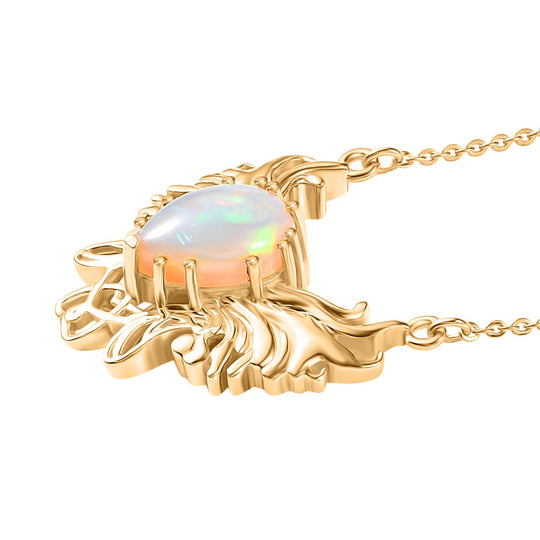 D'Joy AA Natürlicher, äthiopischer Welo Opal Halskette ca. 50 cm 925 Silber 750 Gelbgold Vermeil ca. 1.39 ct