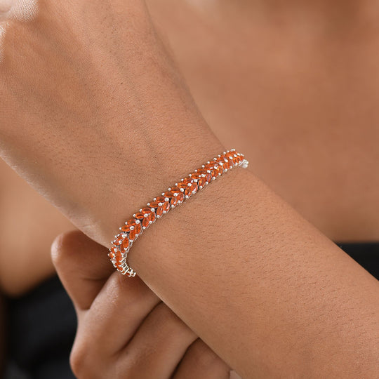 D'Joy AAA Feueropal Armband ca. 19 cm 925 Silber Rhodiniert ca. 9,40 ct.
