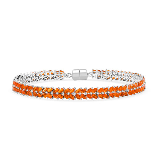 D'Joy AAA Feueropal Armband ca. 19 cm 925 Silber Rhodiniert ca. 9,40 ct.