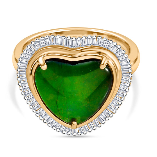 D'Joy Ammolit, Weißer Diamant Ring 925 Silber 750 Gelbgold Vermeil (Größe 19.00) ca. 3.88 ct