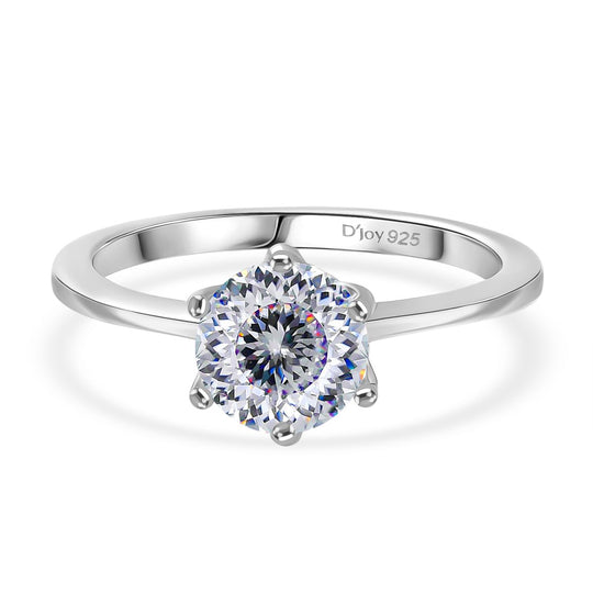 D'Joy 161 Facettiert Moissanit Ring 925 Silber 750 Gelbgold Vermeil (Größe 20.00) ca. 1,38 ct