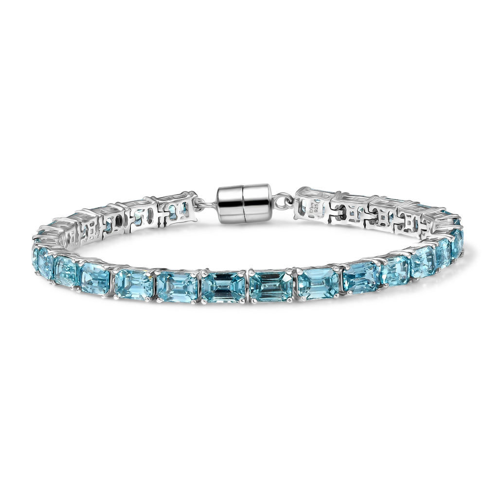D'Joy AAA Blauer Zirkon Armband ca. 19 cm 925 Silber rhodiniert ca. 30.97 ct