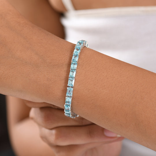 D'Joy AAA Blauer Zirkon Armband ca. 19 cm 925 Silber rhodiniert ca. 30.97 ct