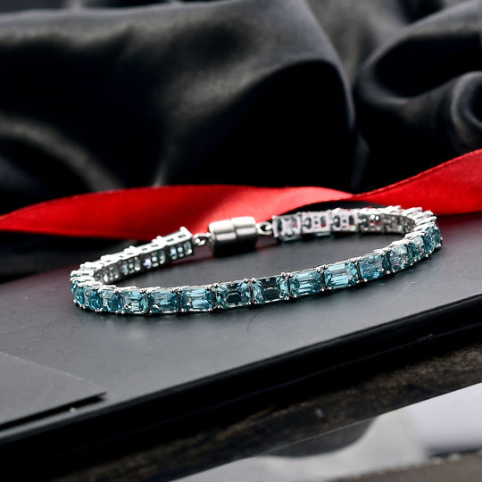 D'Joy AAA Blauer Zirkon Armband ca. 20 cm 925 Silber rhodiniert ca. 34,24 ct.