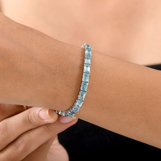 D'Joy AAA Blauer Zirkon Armband ca. 20 cm 925 Silber rhodiniert ca. 34,24 ct.