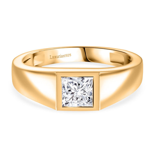 LUXURIANT DIAMOND - Lab Grown Diamant VS-EF SGL zertifiziert Ring 925 Silber 750 Gelbgold Vermeil (Größe 18.00) ca. 1,00 ct