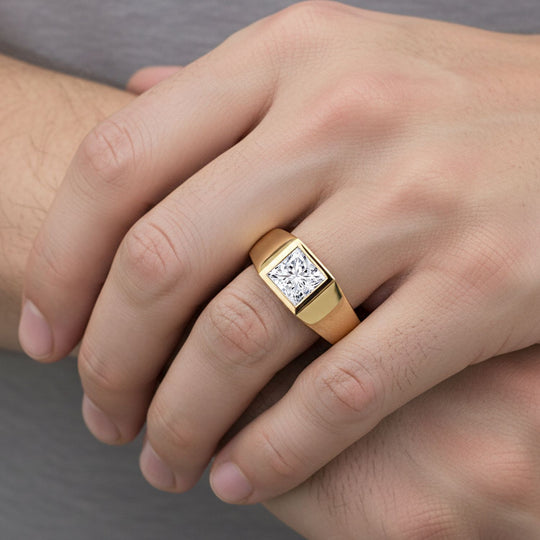 LUXURIANT DIAMOND - Lab Grown Diamant VS-EF SGL zertifiziert Ring 925 Silber 750 Gelbgold Vermeil (Größe 18.00) ca. 1,00 ct