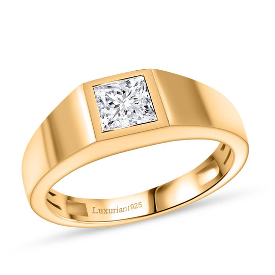 LUXURIANT DIAMOND - Lab Grown Diamant VS-EF SGL zertifiziert Ring 925 Silber 750 Gelbgold Vermeil (Größe 18.00) ca. 1,00 ct